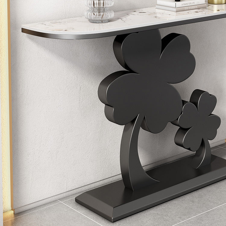 Glam Half Moon Console Table Scratch Resistant Accent Table for Hall