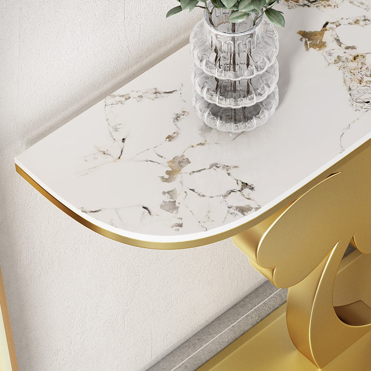 Glam Half Moon Console Table Scratch Resistant Accent Table for Hall