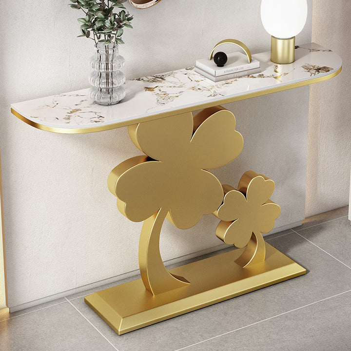 Glam Half Moon Console Table Scratch Resistant Accent Table for Hall