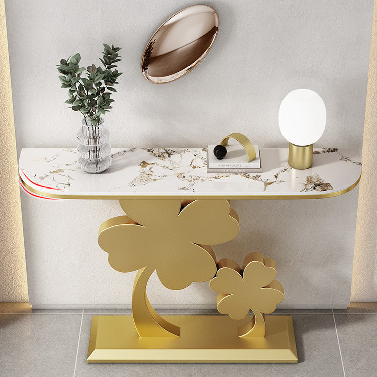 Glam Half Moon Console Table Scratch Resistant Accent Table for Hall