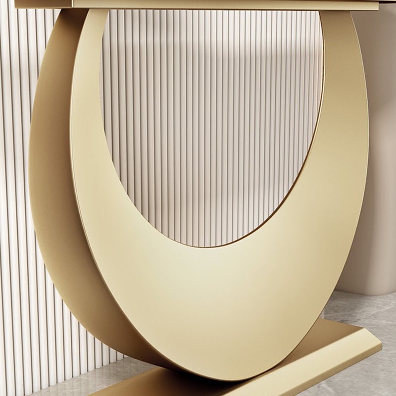 Stone Half Moon Accent Table Modern 31.5" Tall Console Table for Hall