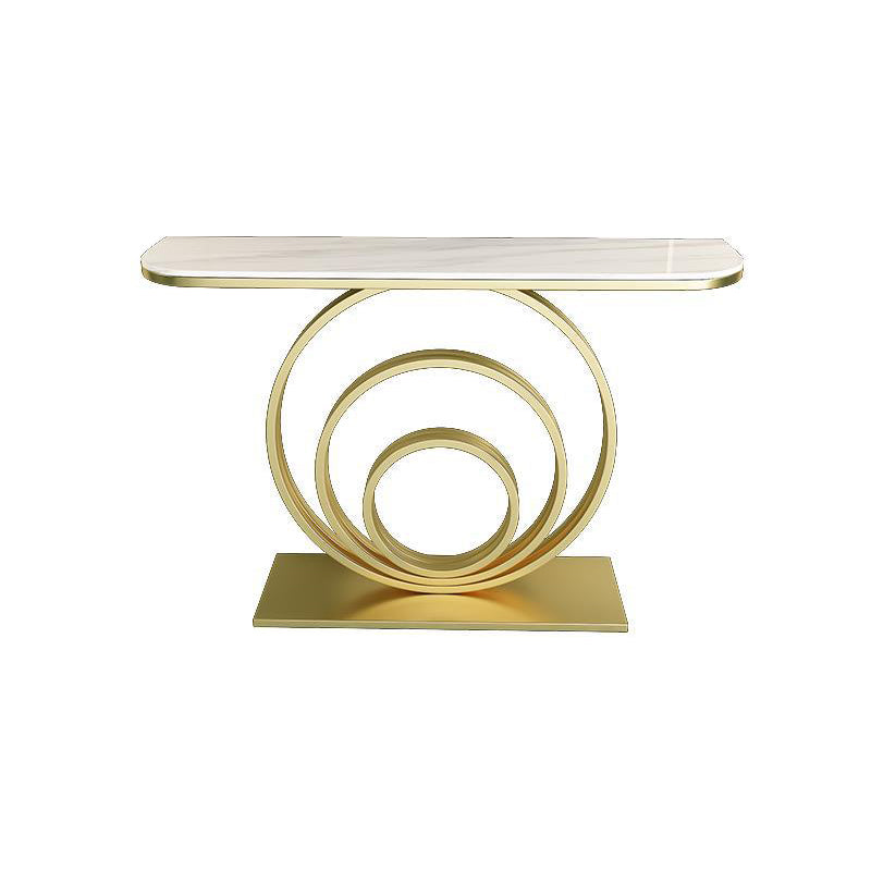 Modern Half Moon Accent Table Stone Console Sofa Table for Hall