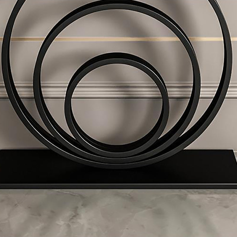 Modern Half Moon Accent Table Stone Console Sofa Table for Hall