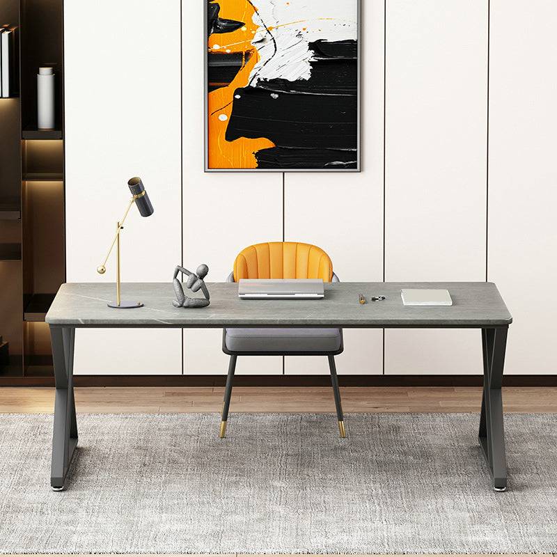 Contemporary Gaming Desk Antique Finish Rectangular Computer Desk