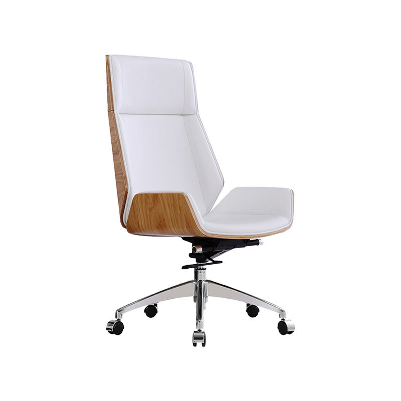 Modern No Arm Desk Chair Leather Task Chair with Wheels for Office