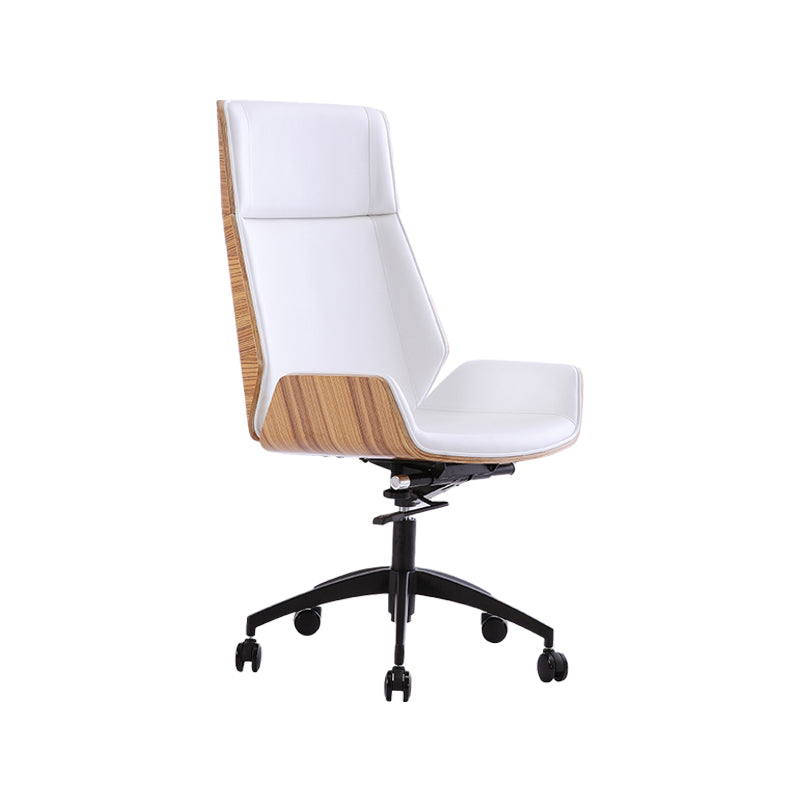 Modern No Arm Desk Chair Leather Task Chair with Wheels for Office
