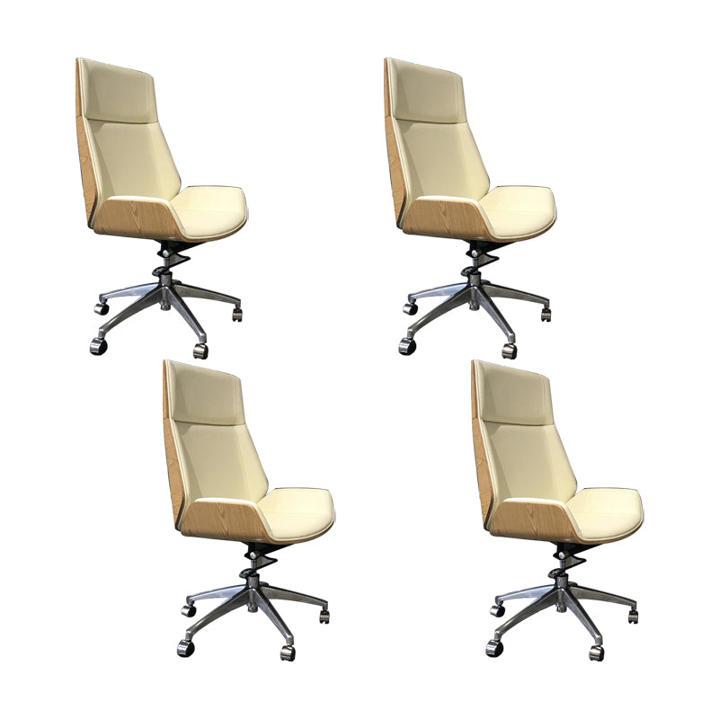 Modern No Arm Desk Chair Leather Task Chair with Wheels for Office