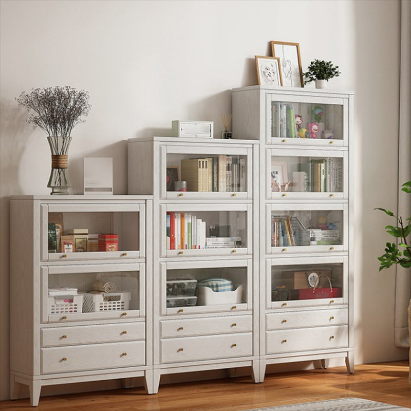 Wood Standard Bookcase Closed Back Contemporary Bookshelf with Drawers