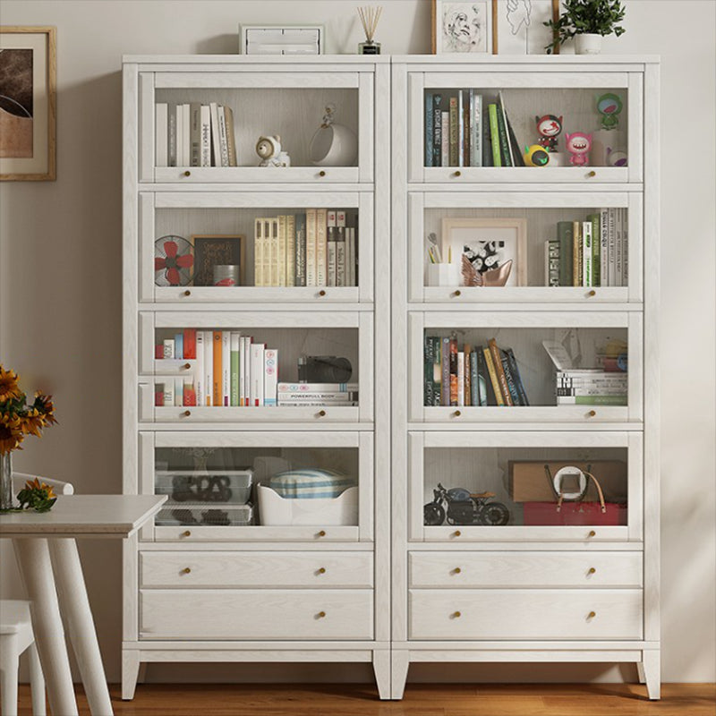 Wood Standard Bookcase Closed Back Contemporary Bookshelf with Drawers