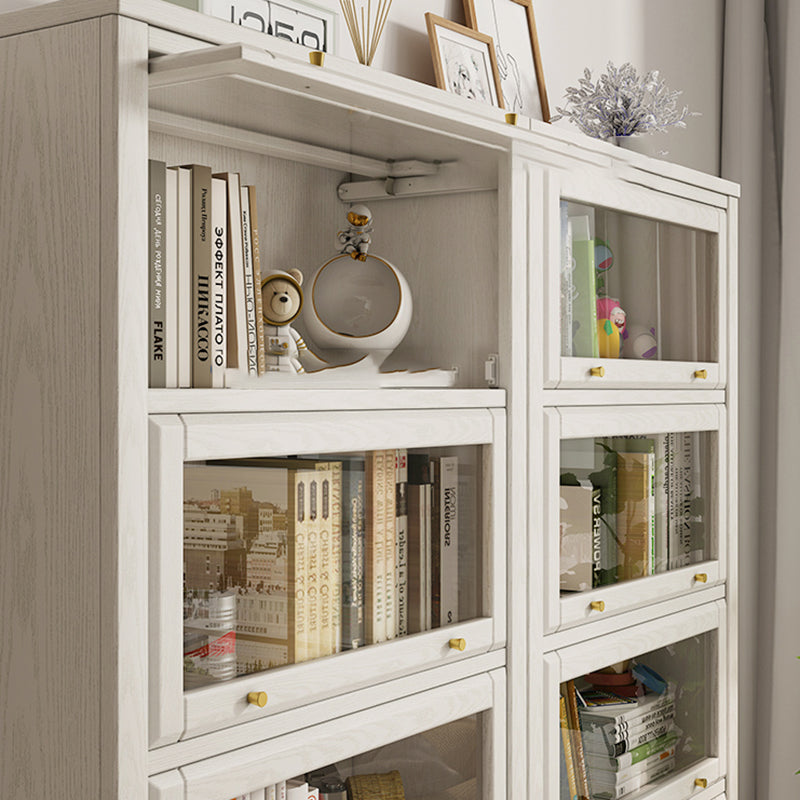 Wood Standard Bookcase Closed Back Contemporary Bookshelf with Drawers