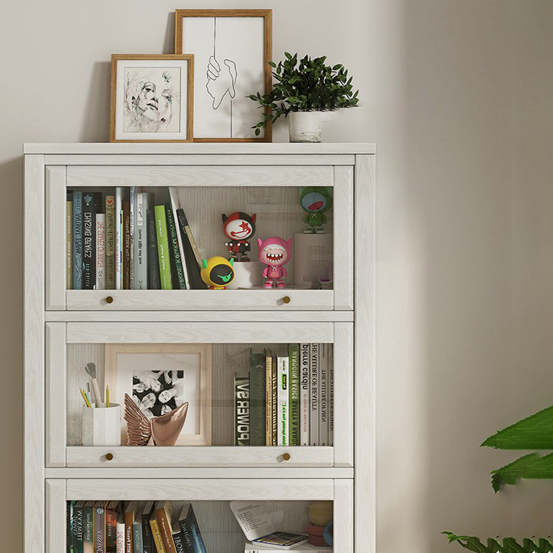 Wood Standard Bookcase Closed Back Contemporary Bookshelf with Drawers