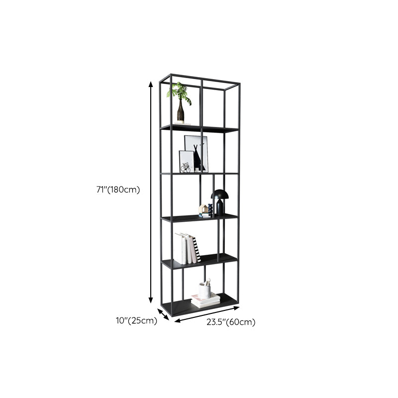 Modern Style Open Back Bookcase Metal Frame Bookshelf in Black