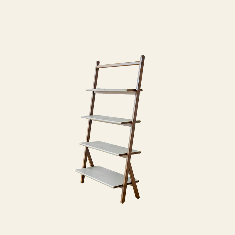 Modern Style Open Back Bookshelf Ladder Wooden Bookcase for Home Office