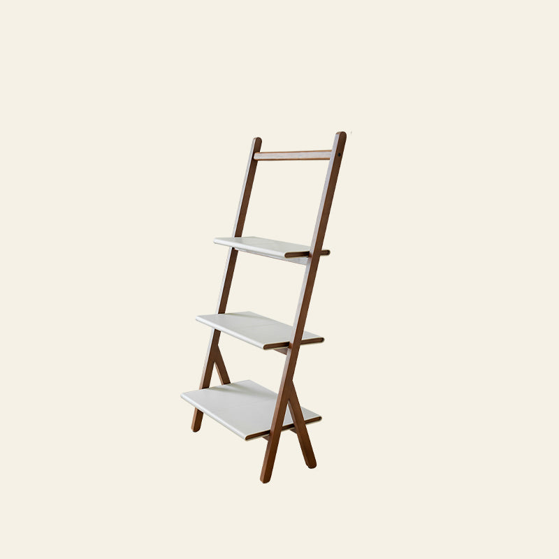 Modern Style Open Back Bookshelf Ladder Wooden Bookcase for Home Office