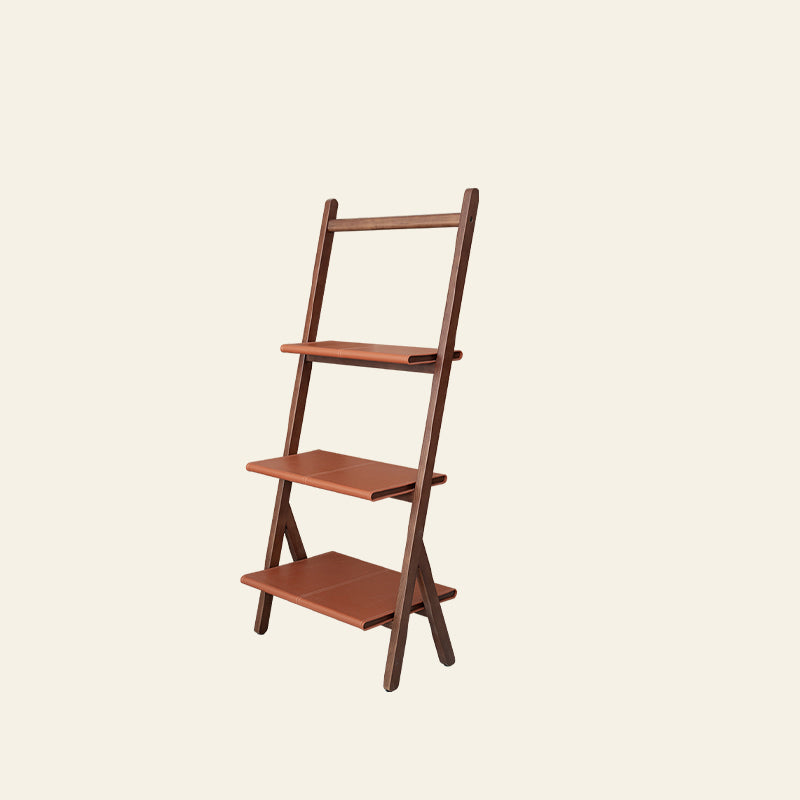 Modern Style Open Back Bookshelf Ladder Wooden Bookcase for Home Office