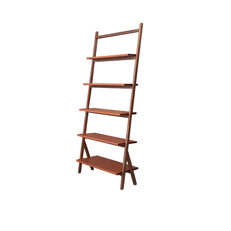 Modern Style Open Back Bookshelf Ladder Wooden Bookcase for Home Office