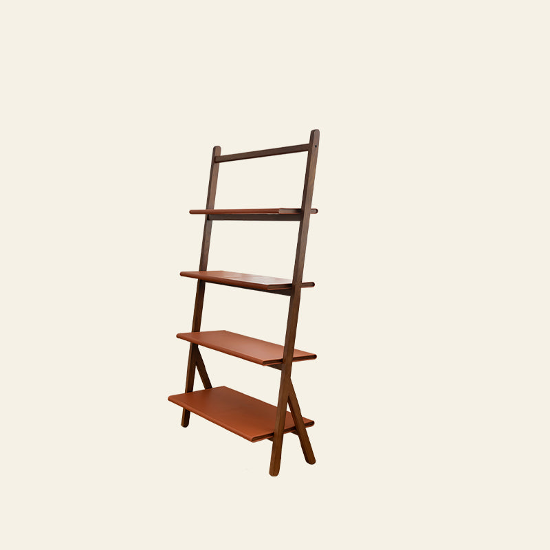 Modern Style Open Back Bookshelf Ladder Wooden Bookcase for Home Office