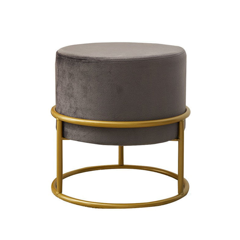 Mildew Resistant Ottoman Pure Color Modern Upholstered Velvet Round Ottoman