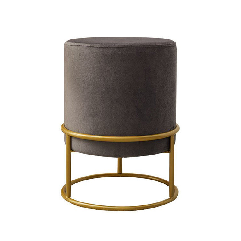 Mildew Resistant Ottoman Pure Color Modern Upholstered Velvet Round Ottoman