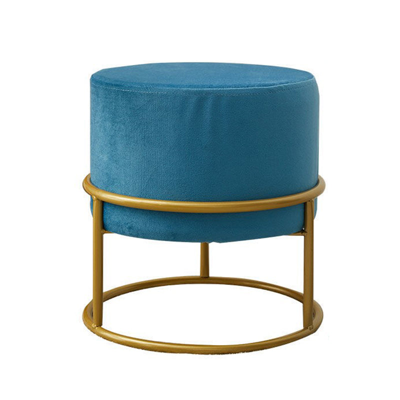 Mildew Resistant Ottoman Pure Color Modern Upholstered Velvet Round Ottoman