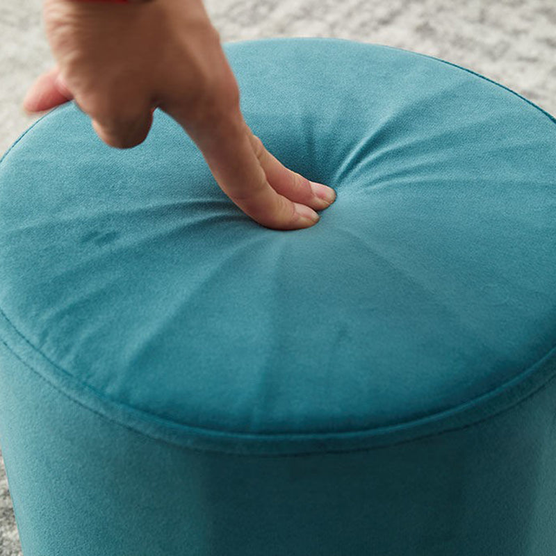 Mildew Resistant Ottoman Pure Color Modern Upholstered Velvet Round Ottoman