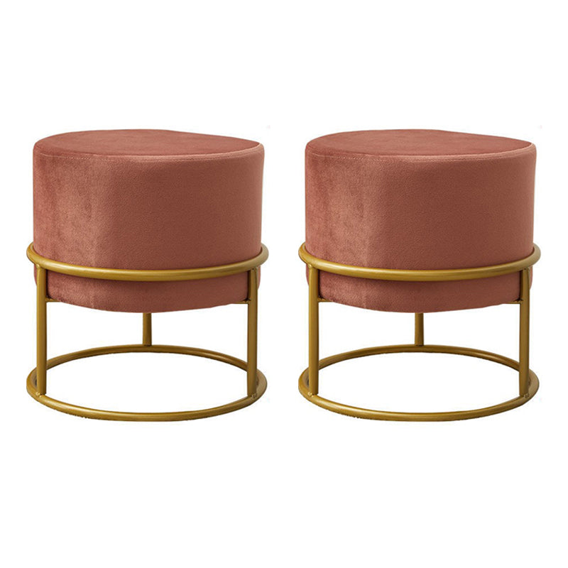 Mildew Resistant Ottoman Pure Color Modern Upholstered Velvet Round Ottoman