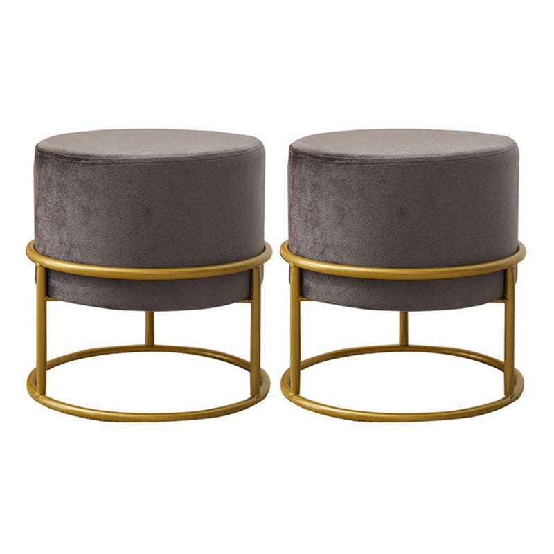 Mildew Resistant Ottoman Pure Color Modern Upholstered Velvet Round Ottoman