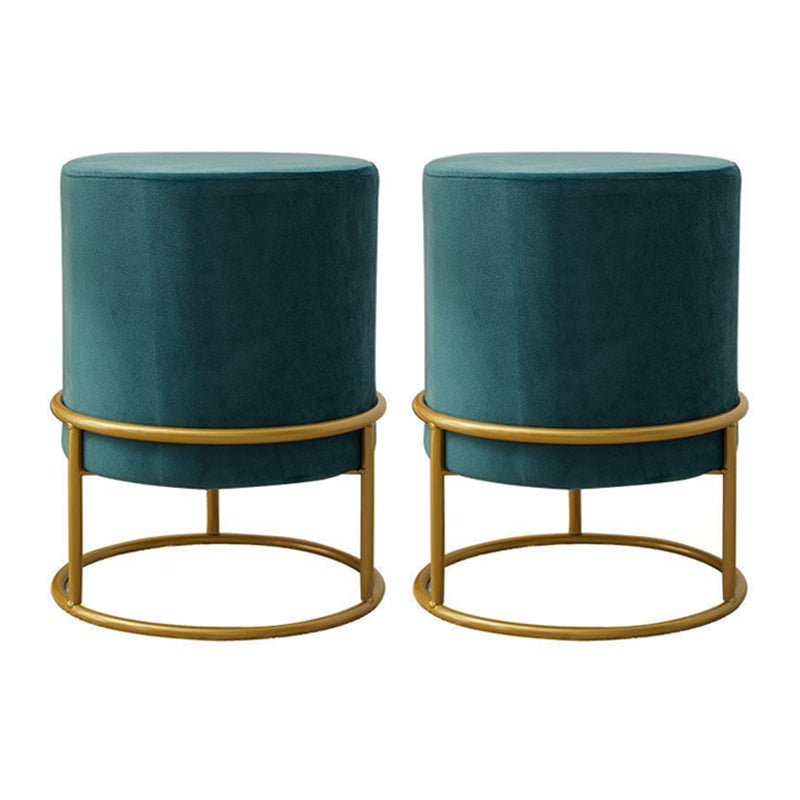 Mildew Resistant Ottoman Pure Color Modern Upholstered Velvet Round Ottoman