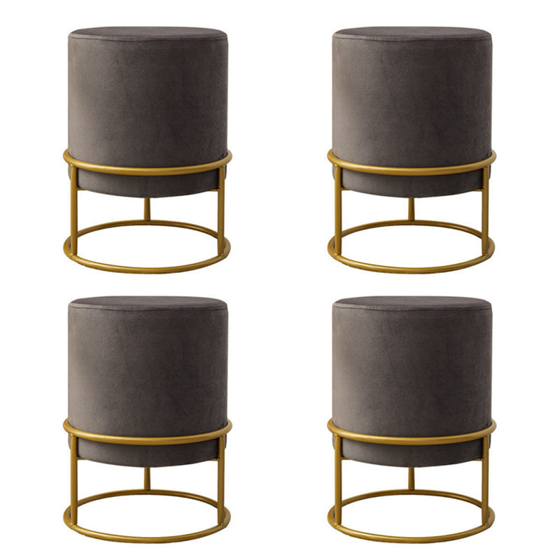 Mildew Resistant Ottoman Pure Color Modern Upholstered Velvet Round Ottoman