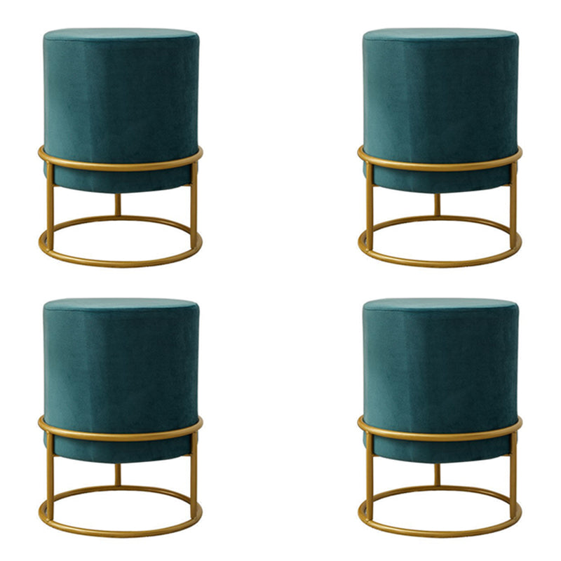 Mildew Resistant Ottoman Pure Color Modern Upholstered Velvet Round Ottoman