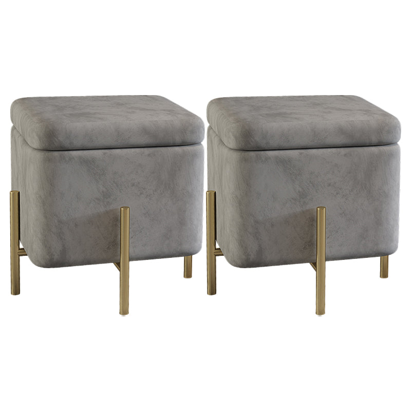 Ottoman Square Pure Color Velvet Scratch Resistant Ottoman with Storage
