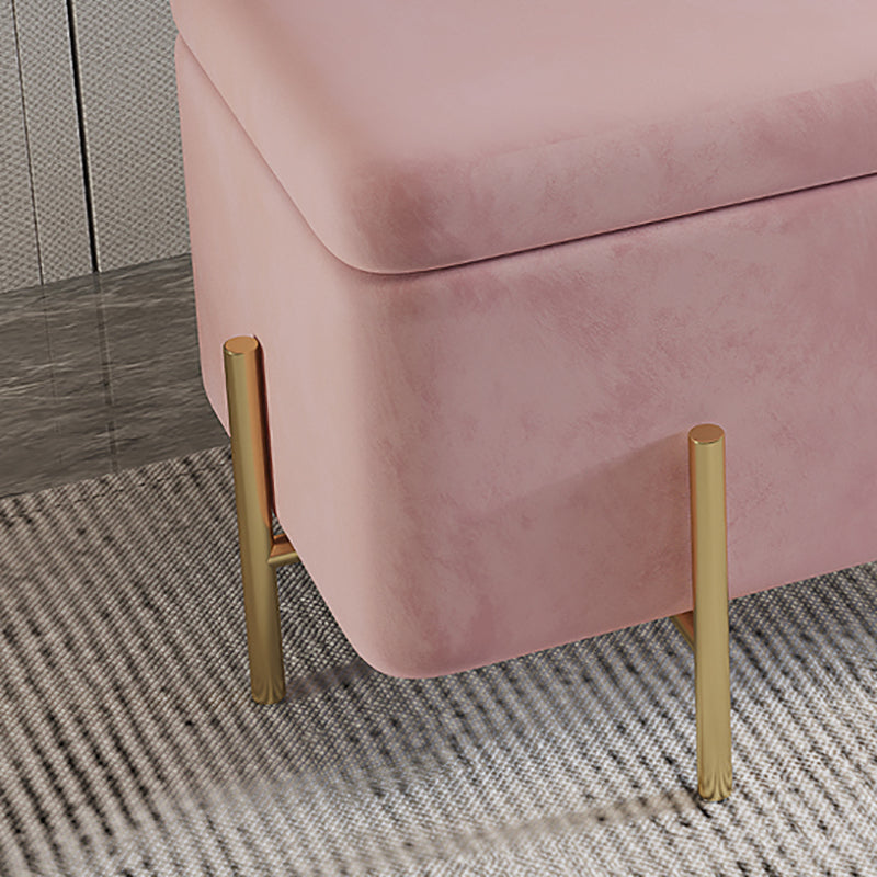Ottoman Square Pure Color Velvet Scratch Resistant Ottoman with Storage