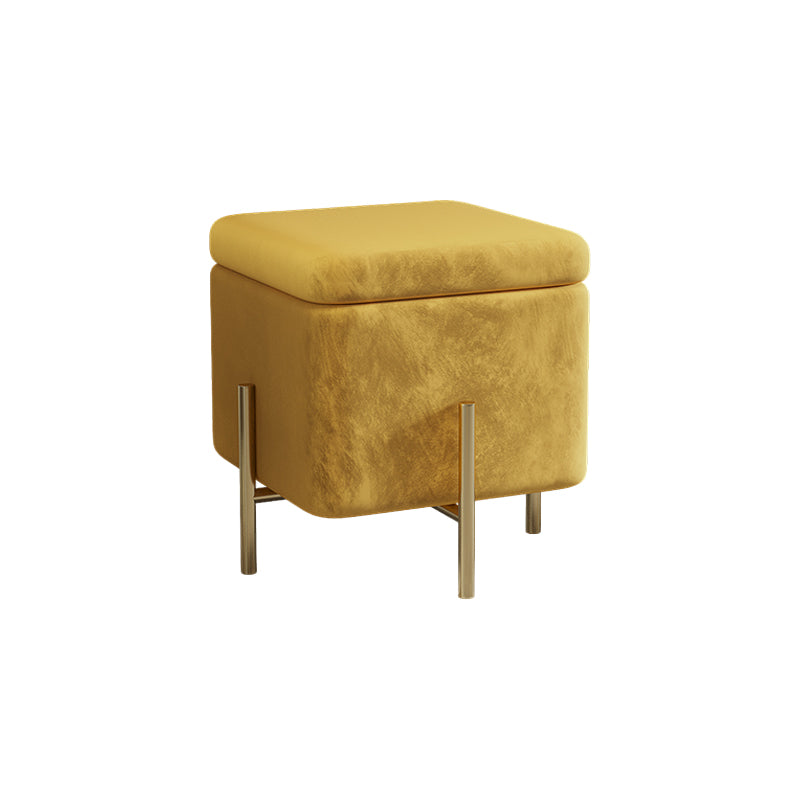 Ottoman Square Pure Color Velvet Scratch Resistant Ottoman with Storage