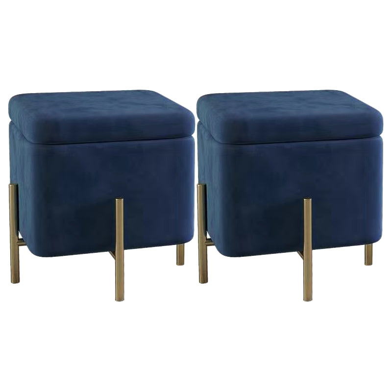 Ottoman Square Pure Color Velvet Scratch Resistant Ottoman with Storage
