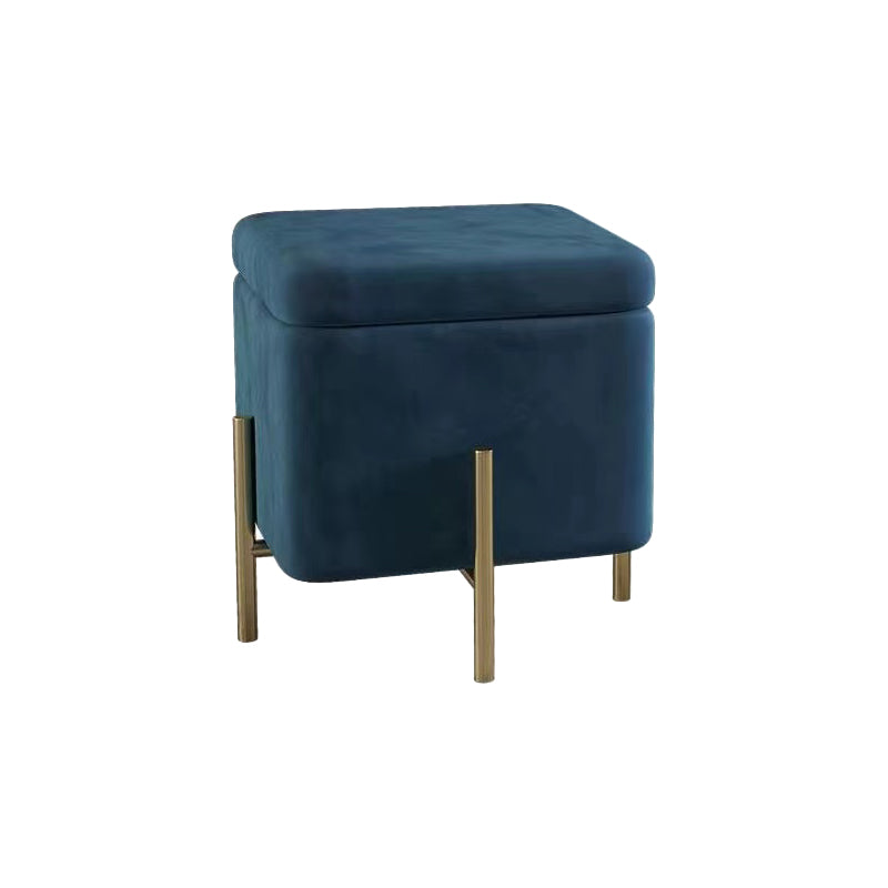 Ottoman Square Pure Color Velvet Scratch Resistant Ottoman with Storage
