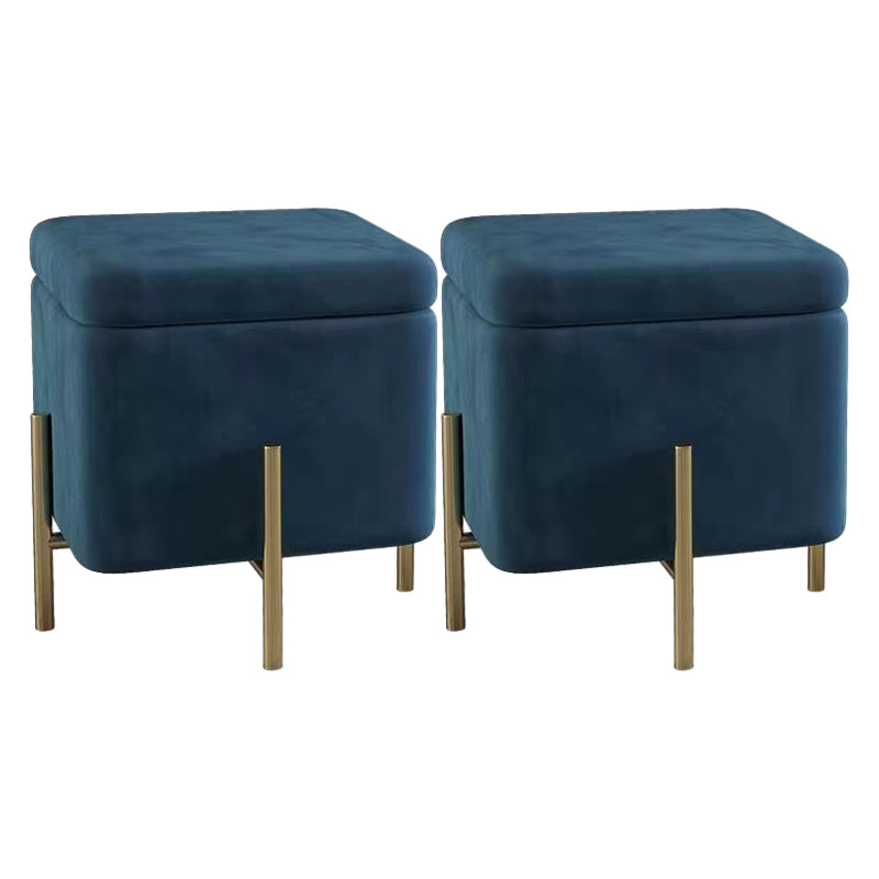 Ottoman Square Pure Color Velvet Scratch Resistant Ottoman with Storage
