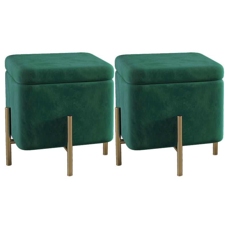 Ottoman Square Pure Color Velvet Scratch Resistant Ottoman with Storage