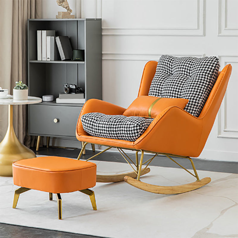 Modern Upholstered Rocker Chair Metal Frame Friction Resistant Rocker Chair for Home