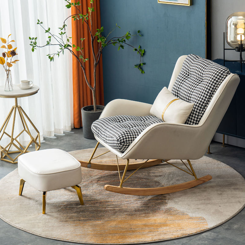 Modern Upholstered Rocker Chair Metal Frame Friction Resistant Rocker Chair for Home