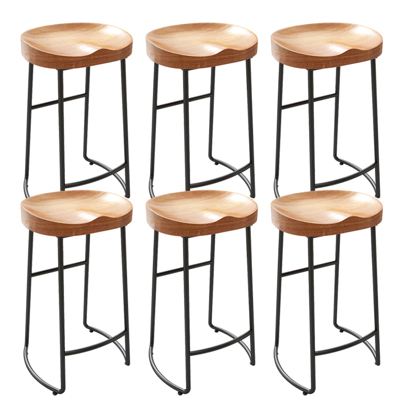 Modern Metal Bar Stool Solid Wood Backless Counter Stool for Restaurant