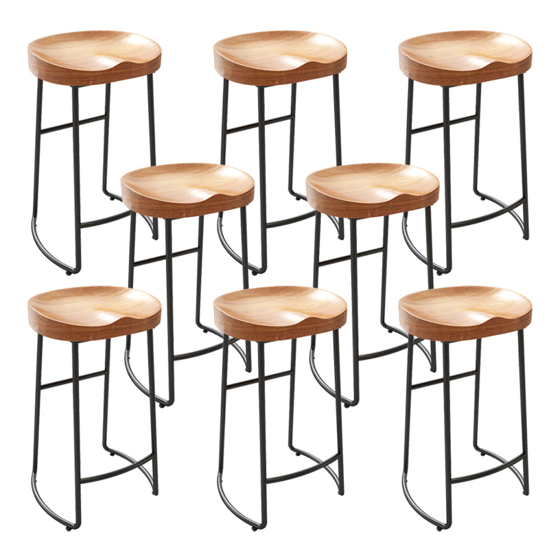 Modern Metal Bar Stool Solid Wood Backless Counter Stool for Restaurant