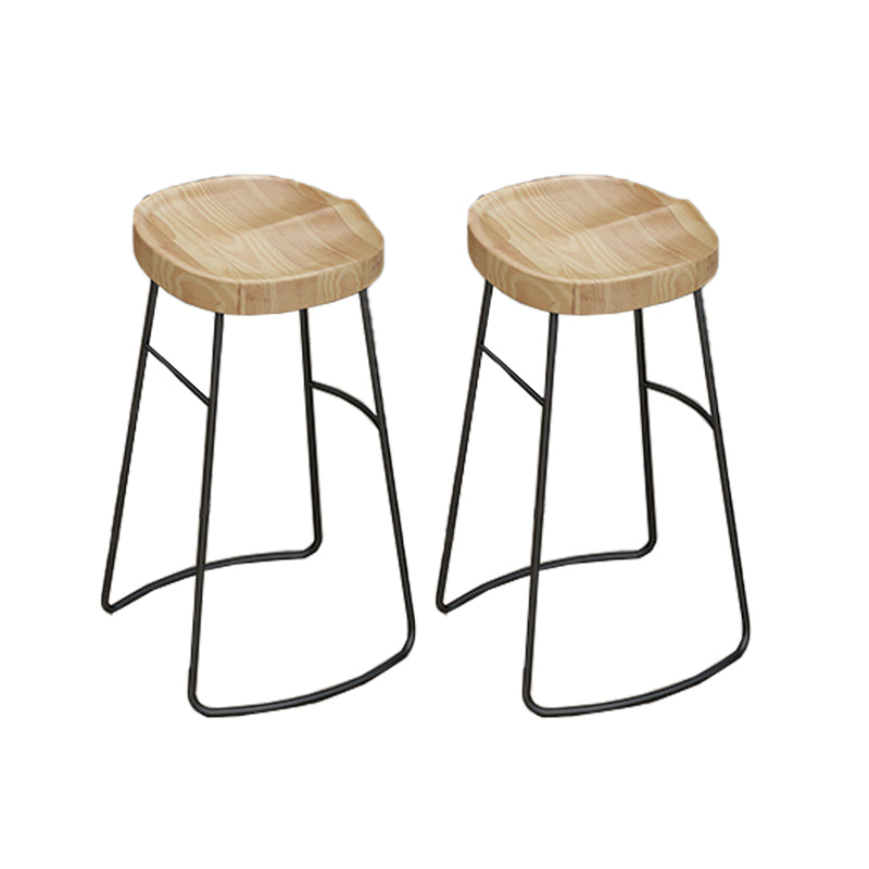 Modern Metal Bar Stool Solid Wood Backless Counter Stool for Restaurant