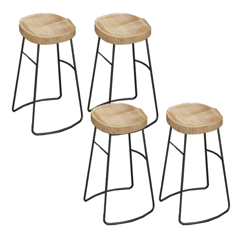 Modern Metal Bar Stool Solid Wood Backless Counter Stool for Restaurant
