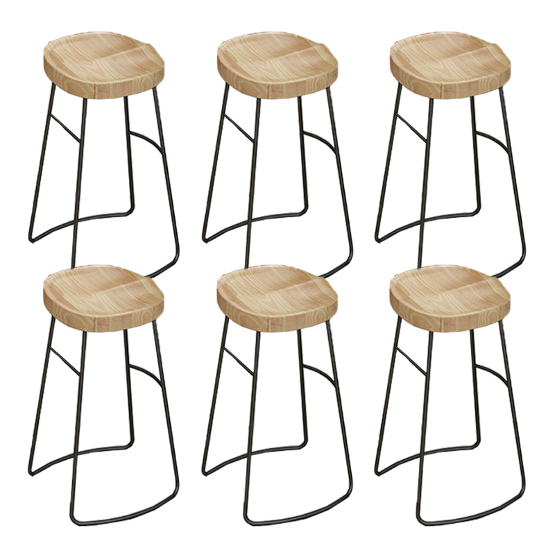 Modern Metal Bar Stool Solid Wood Backless Counter Stool for Restaurant