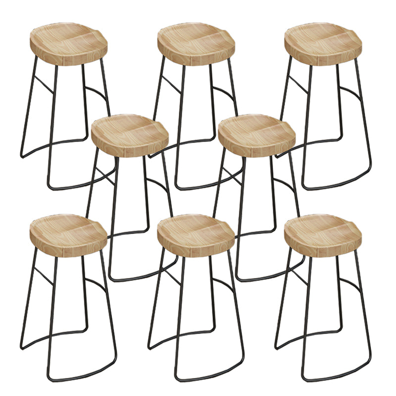 Modern Metal Bar Stool Solid Wood Backless Counter Stool for Restaurant