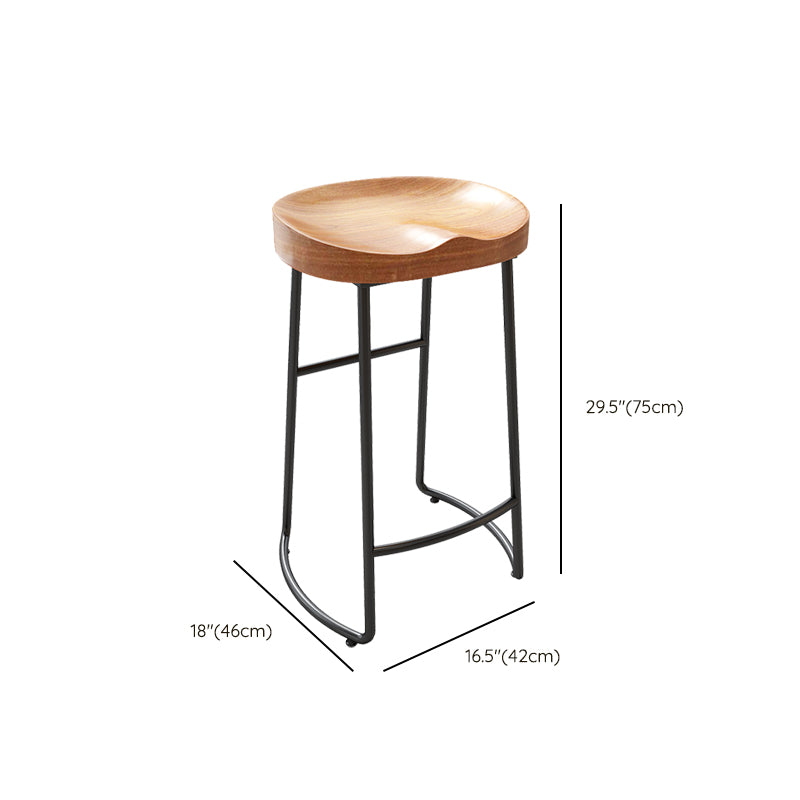Modern Metal Bar Stool Solid Wood Backless Counter Stool for Restaurant