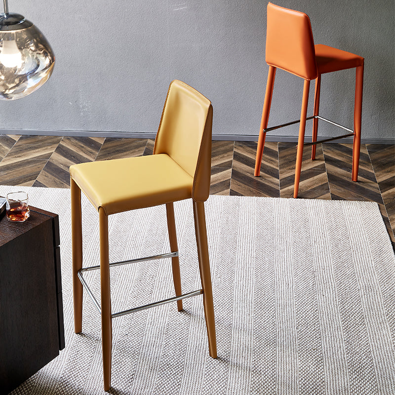 Modern Leather Bar Stool Low Back Counter Stool for Living Room
