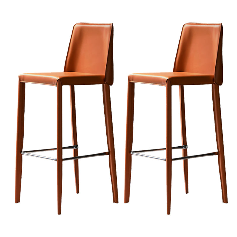 Modern Leather Bar Stool Low Back Counter Stool for Living Room