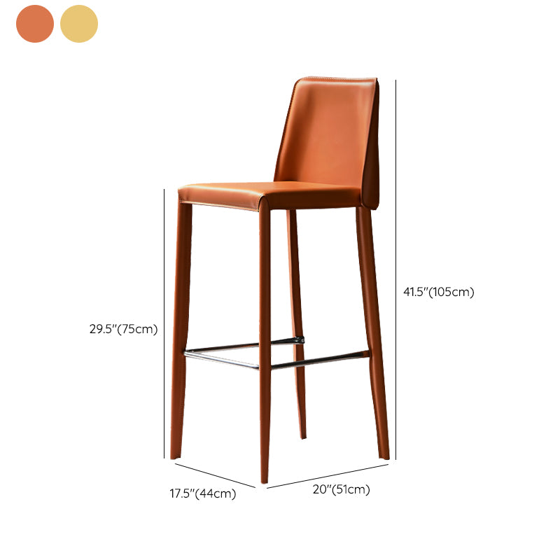 Modern Leather Bar Stool Low Back Counter Stool for Living Room