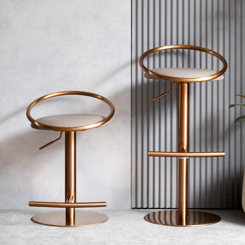 Glam Leather Bar Stool Metal Base Counter Stool for Living Room